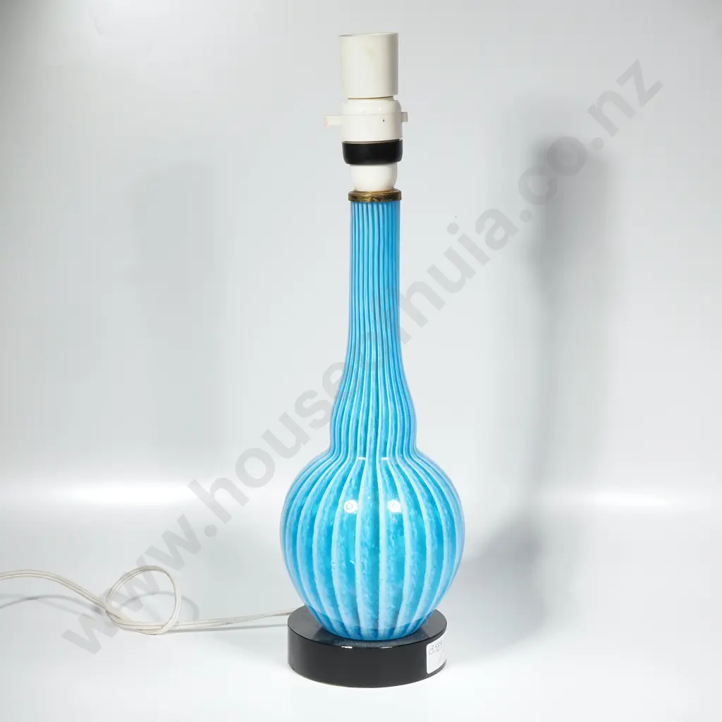 Vintage Italian Murano Glass Lamp w Black Glass Plinth- Circa 1960s Image 1++