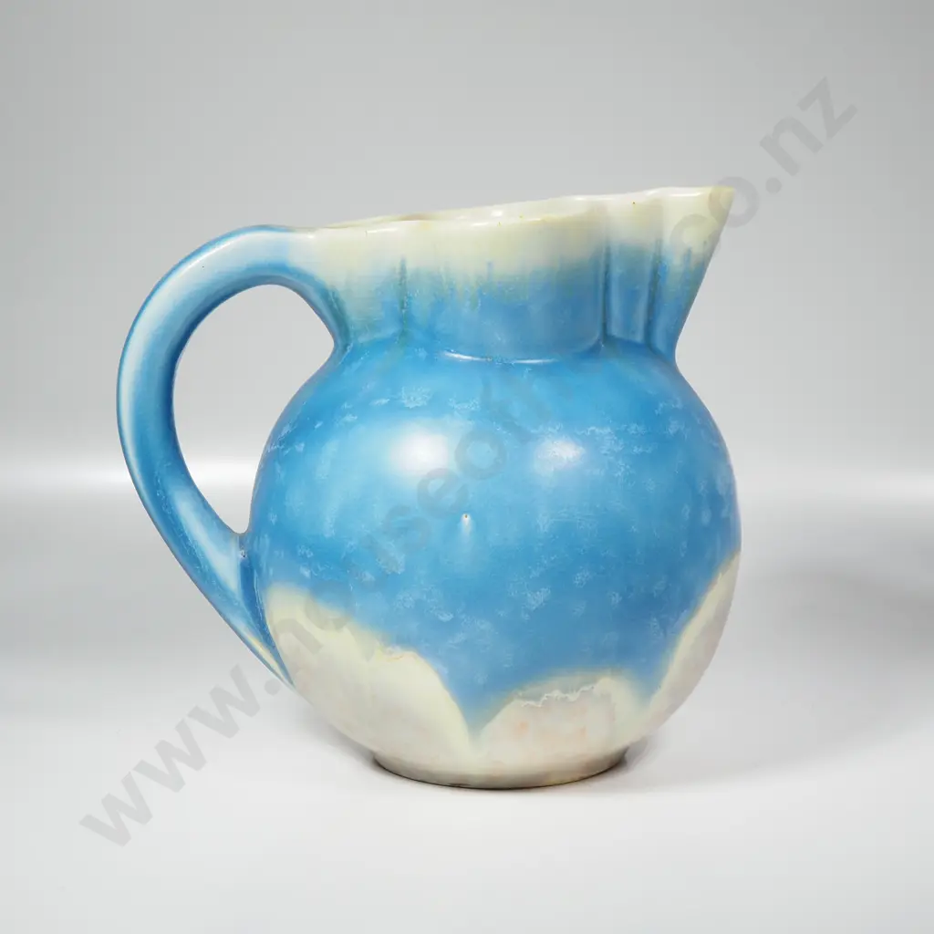 Beswick Bulbous Jug Pattern No 340 w Drip Glaze in Blues & Creams Image 1++