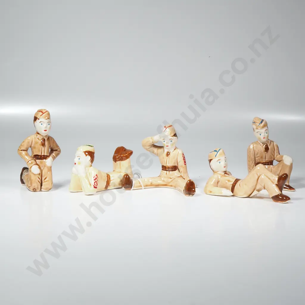 Set of Fiver Vintage 1950s Military Figures by Murray Kreiss & Co, Japan Image 1++