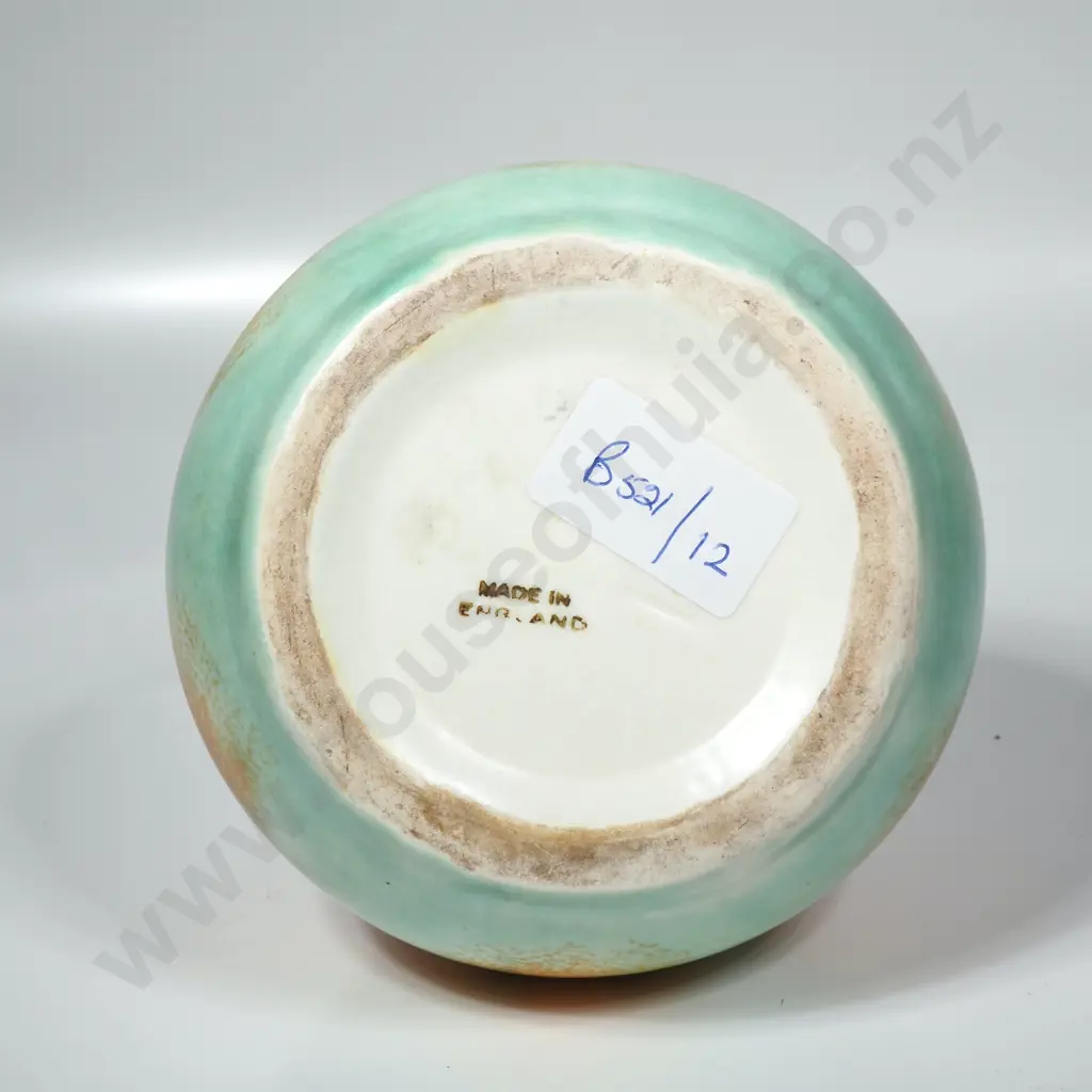 Beswick Art Deco  Pottery Vase No. 47 w Vibrant Mottled Drip Glaze in Orange & Green Image 1++