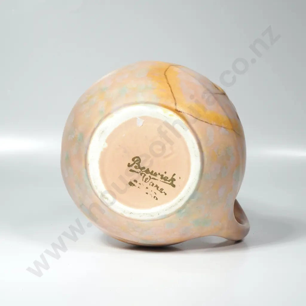 Beswick   Pottery Jug No.137 w Mottled Drip Glaze in Peach & Green  Muted Tones Image 1++