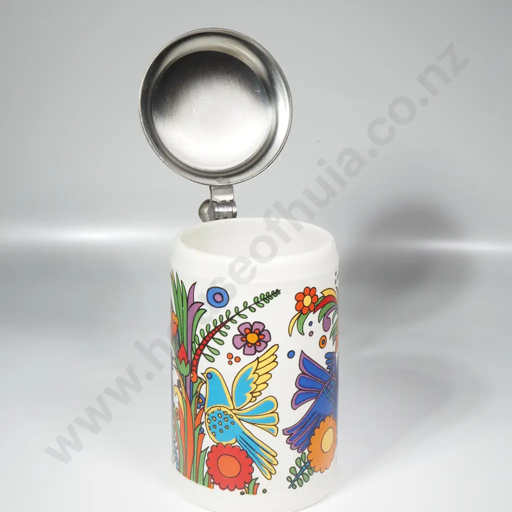 Vintage Villeroy & Boch 'Acapulco' Pewter Lidded Pottery Tankard Image 1++