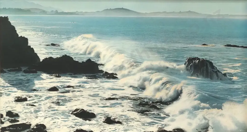 Mid Century Modern Kaikōura Coast Vintage Hand Tinted Photograph by Whites Aviation Image 1++