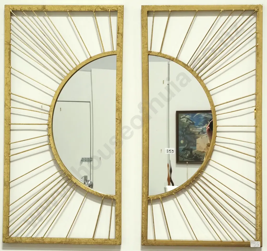 Sunburst Array Mirror Set in Gold Finish Image 1++