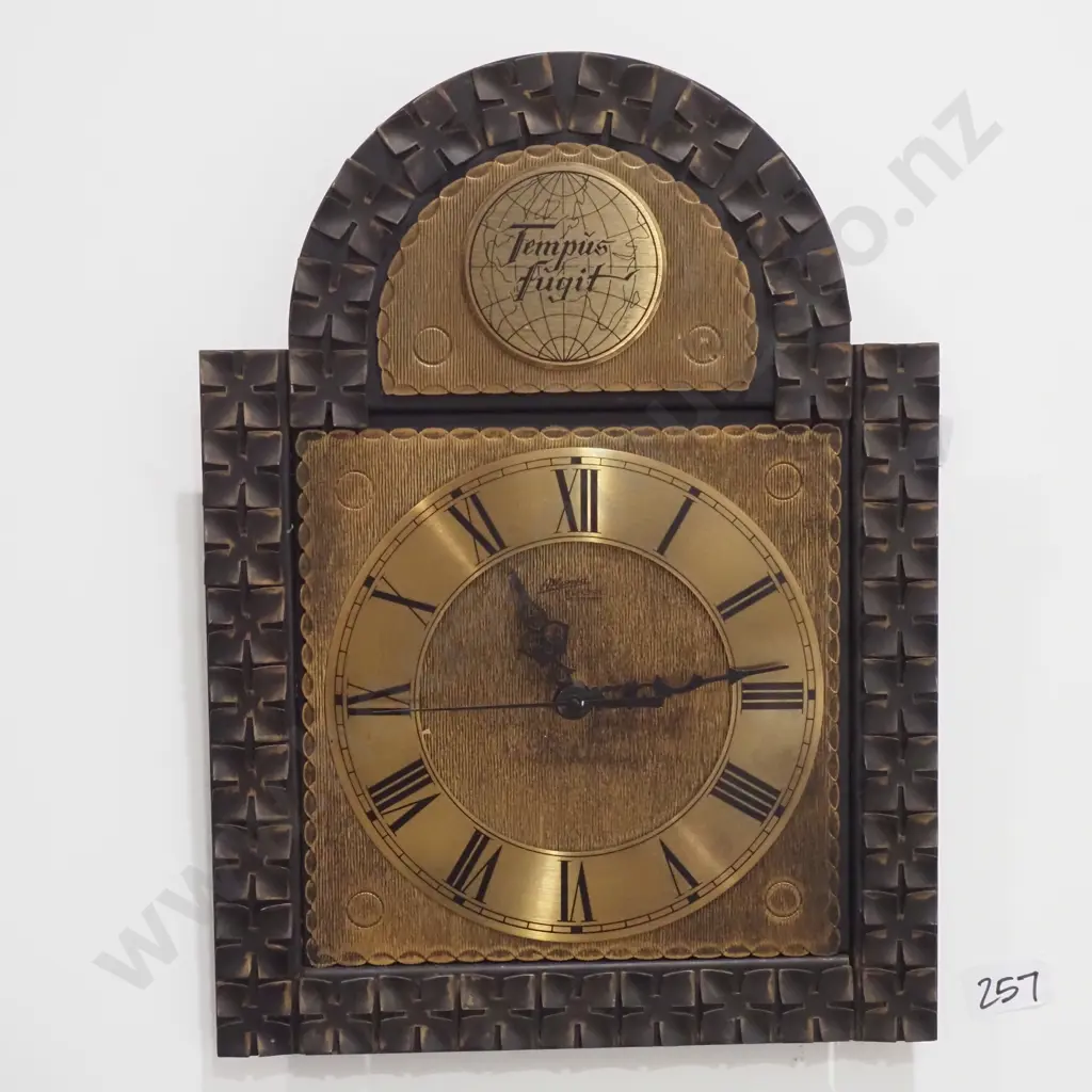 1970s West German 'Tempus Fugit', Atlantic Electric Brutalist Quartz Wall Clock Image 1++