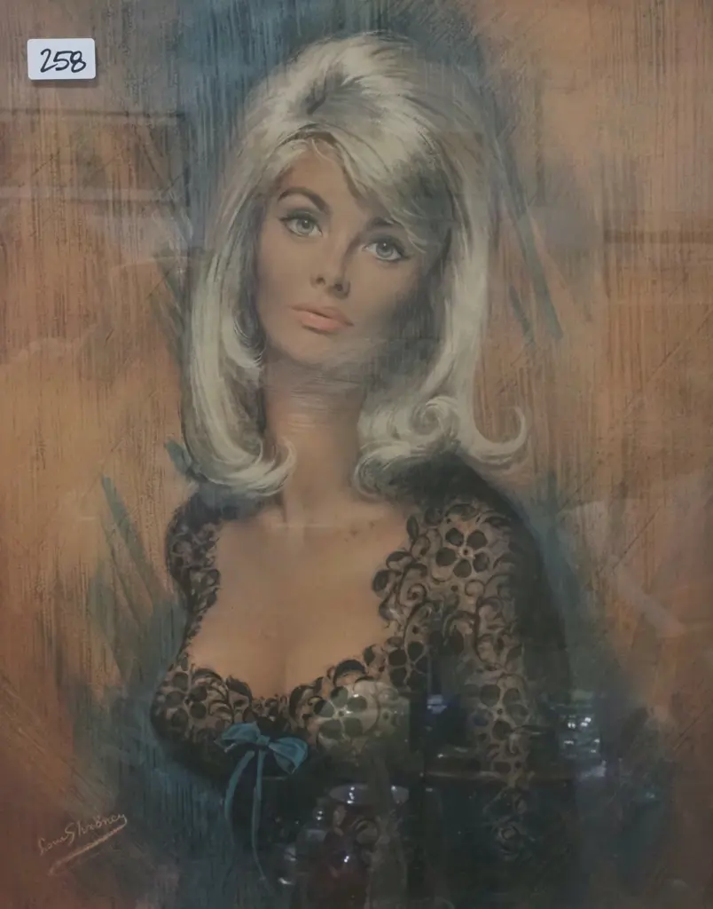 Louis Shabner - 1960s Blonde Lady in Lace Framed Print Image 1++