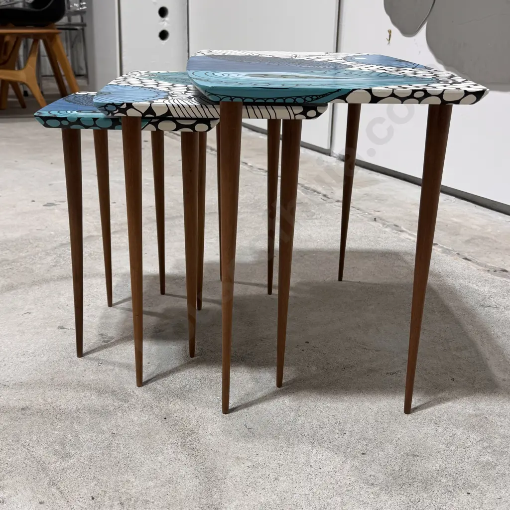 Mid Century NZ Fowler Drummond & Waddell  Nesting Tables - Upcycled by Bye Bye Love Image 1++