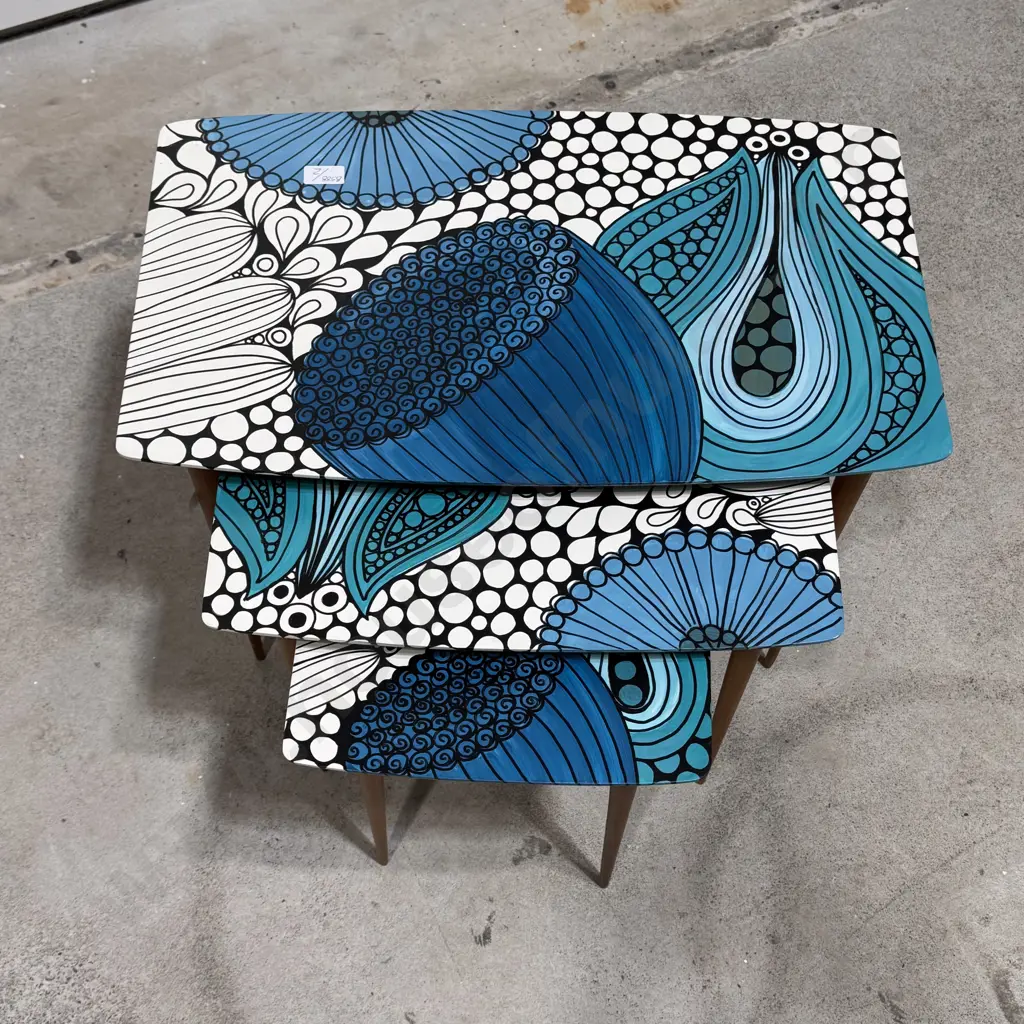 Mid Century NZ Fowler Drummond & Waddell  Nesting Tables - Upcycled by Bye Bye Love Image 1++