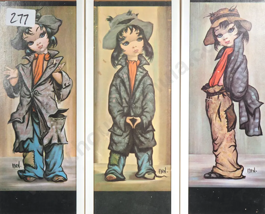 Three Prints - Iconic Hobo Moppet Series by the Mid Century Artist Eden Image 1++