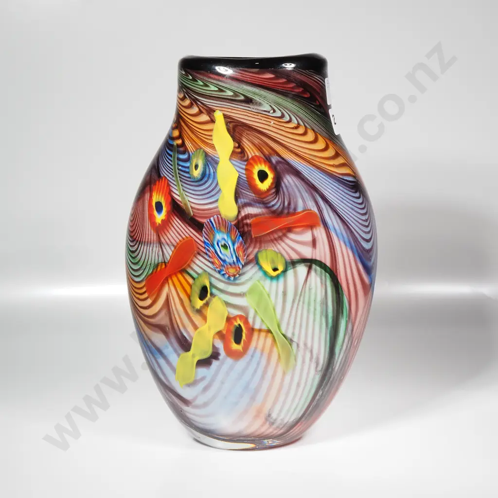 Large Hand Blown Vase w Millefiori Canes & Twists Image 1++