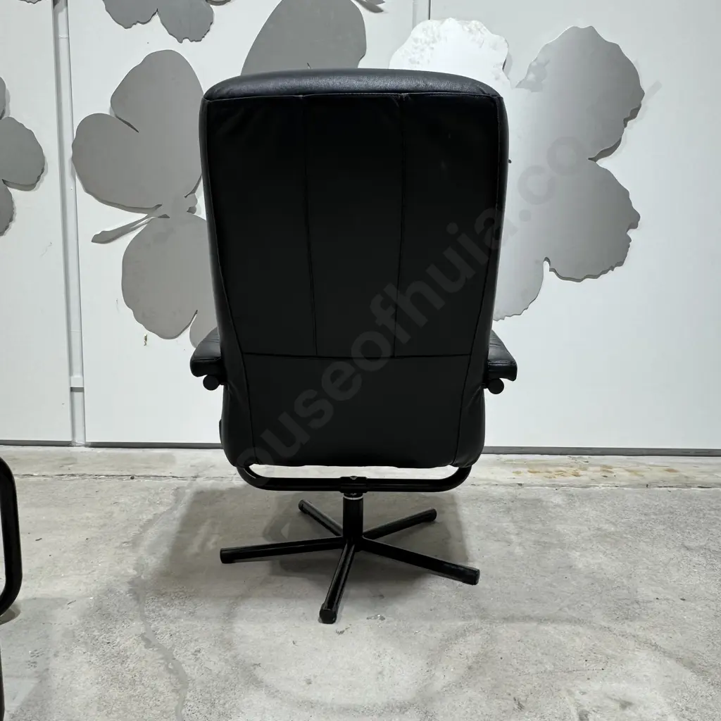 Mid Century Norwegian Swivel Armchair w Single Footstool by Skoghaug Image 1++