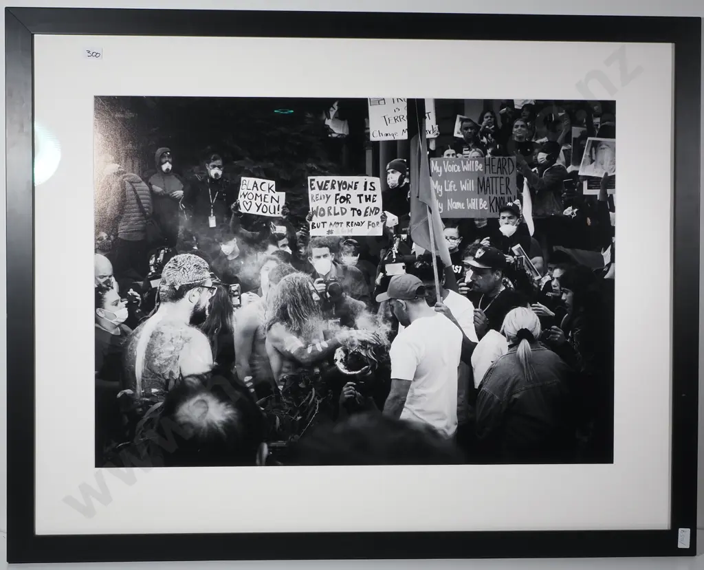 Framed Black & White Photograph depicting the Black Lives Matter Protest from 2020 Image 1++