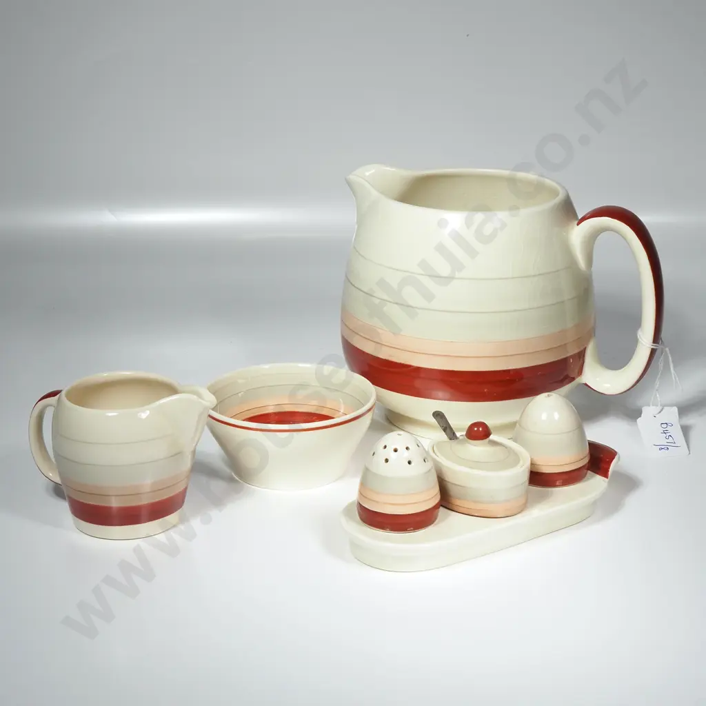 Collection of Susie Cooper Kestrel 1930’S Art Deco, Red Wedding Band Pattern Image 1++