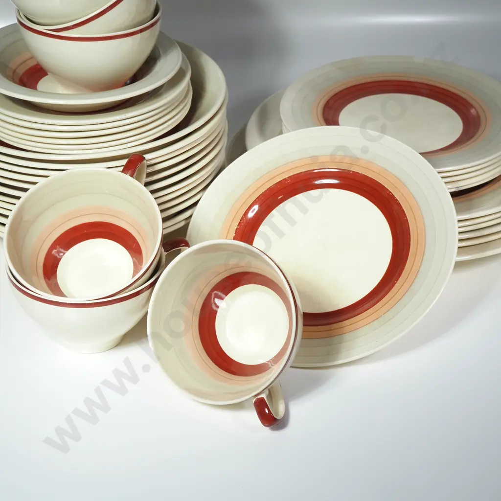 Part Susie Cooper Dinner Set In the Red Wedding Band Pattern Image 1++