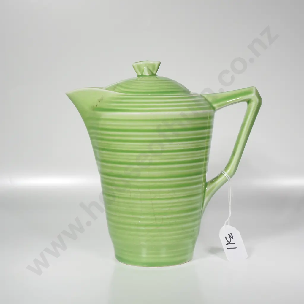 Art Deco Crown Devon Ribbed Green Image 1++