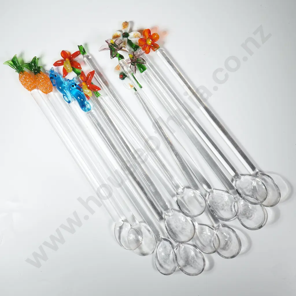12 x Vintage Pyrex Lamp Worked Glass Swizzle Sticks, 1 a/f Image 1++