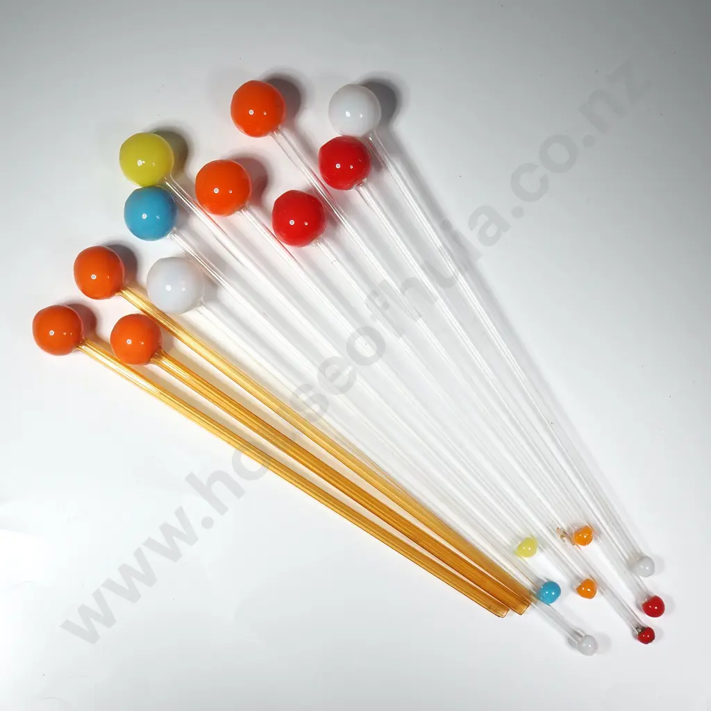 11 x Vintage hand Blown Glass Swizzle Sticks, 3 a/f Image 1++