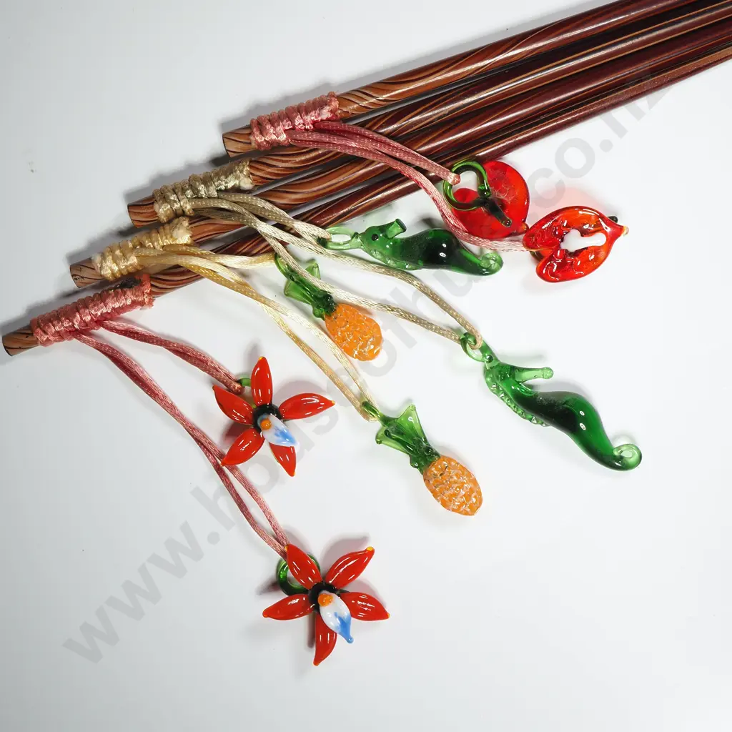 Hand Made Hair Sticks w Glass Adornments Image 1++