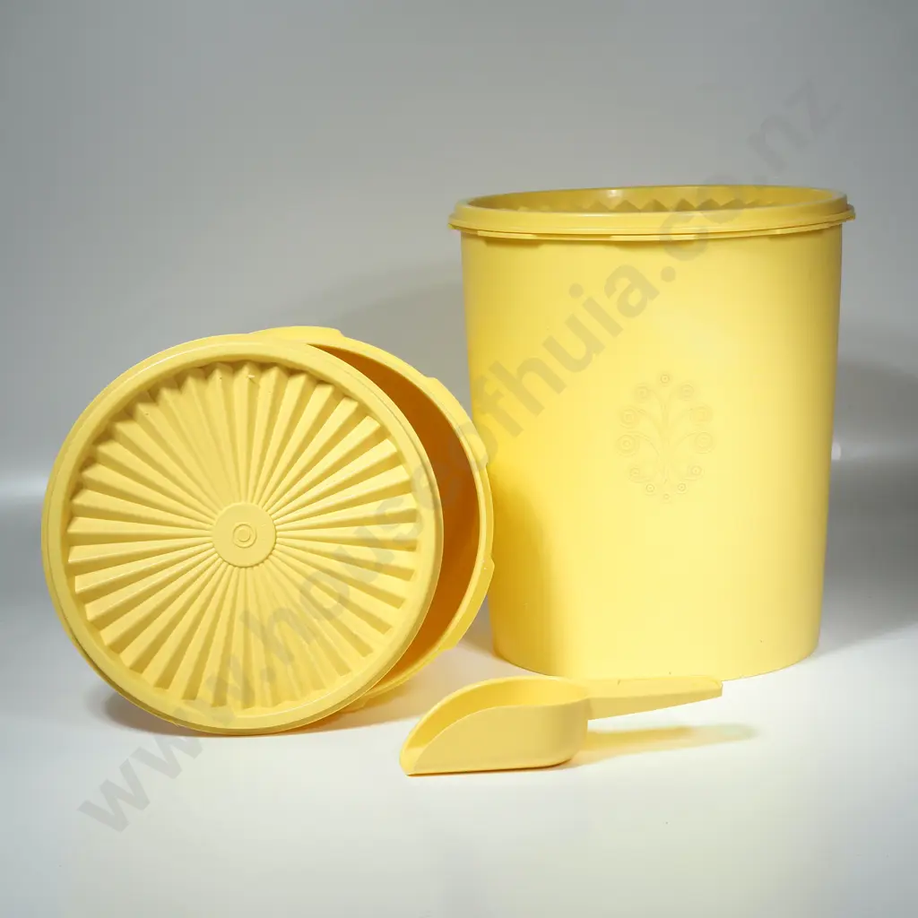Vintage Bright Yellow Tupperware Storage Containers w Scoop Image 1++