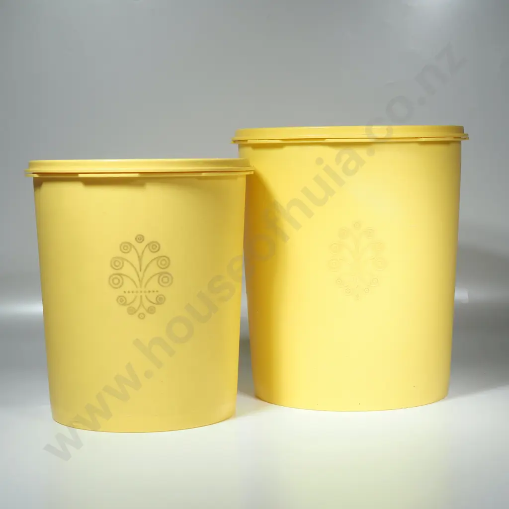 Vintage Bright Yellow Tupperware Storage Containers w Scoop Image 1++