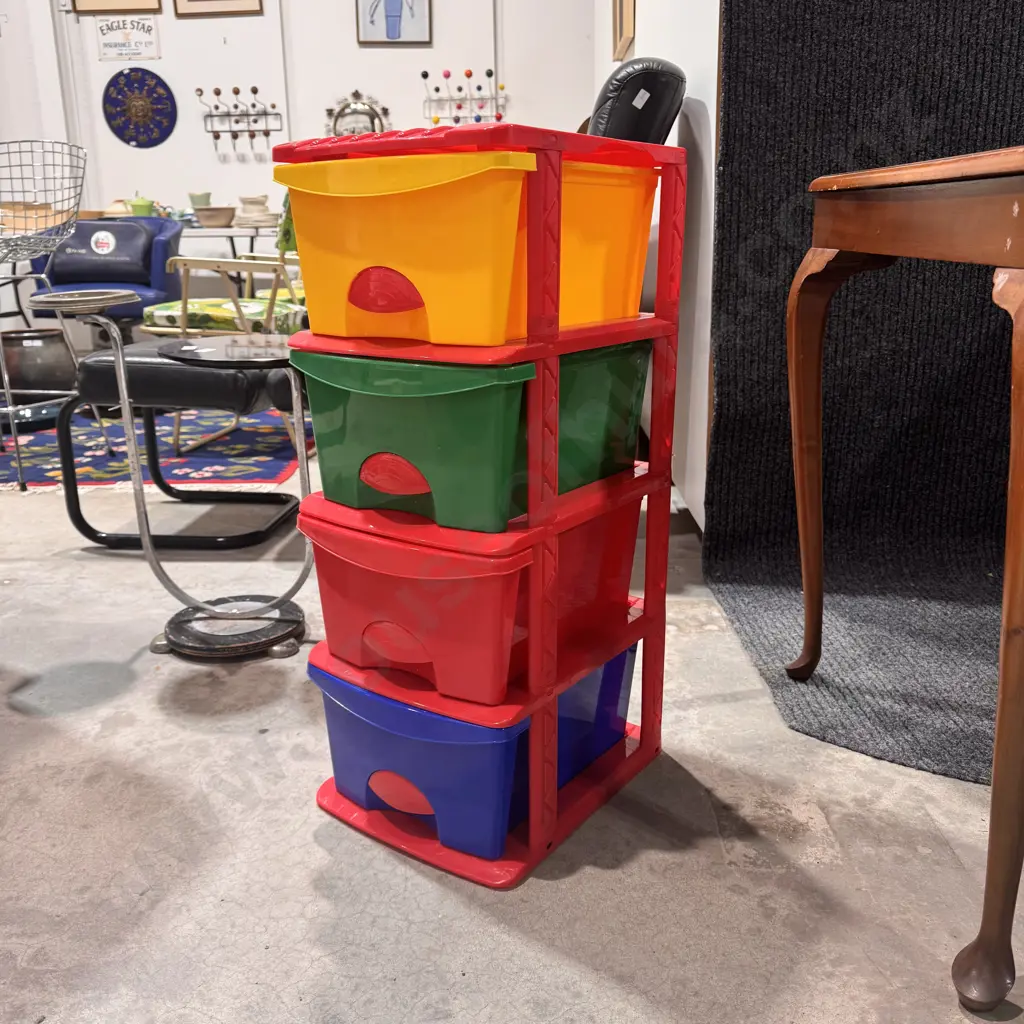 Colourful Plastic Four Drawer Storage Unit Image 1++