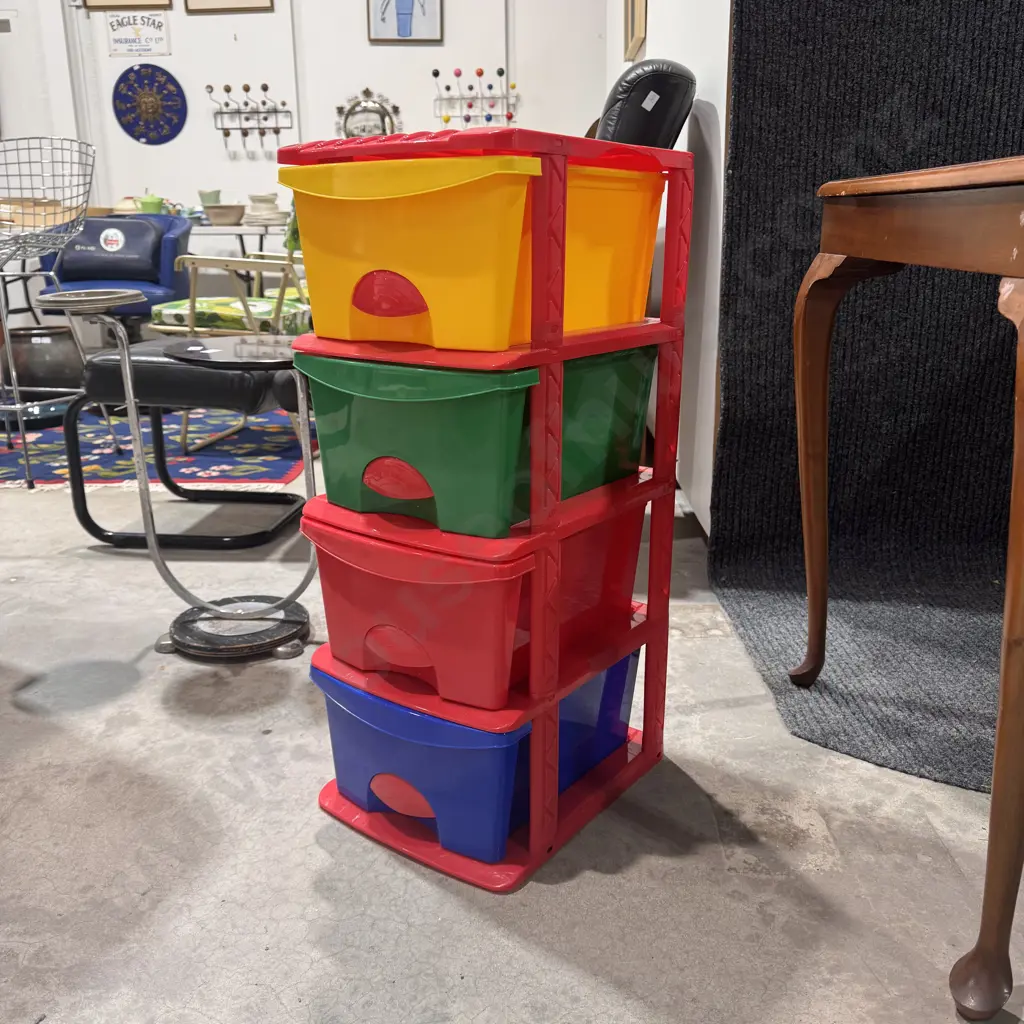 Colourful Plastic Four Drawer Storage Unit Image 1++