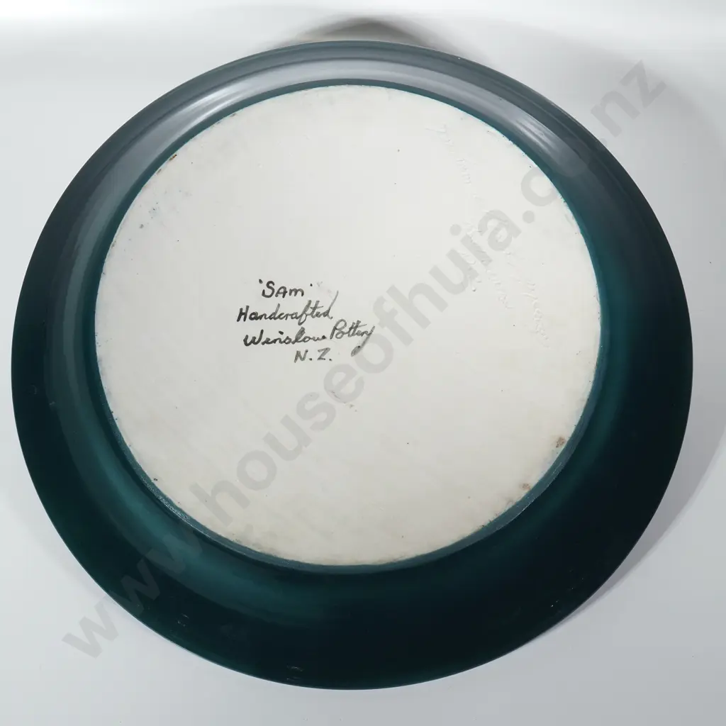 Large Pottery Platter Handcrafted by Winslow Pottery , Ashburton  by 'Sam' depicting a Black Cat Image 1++