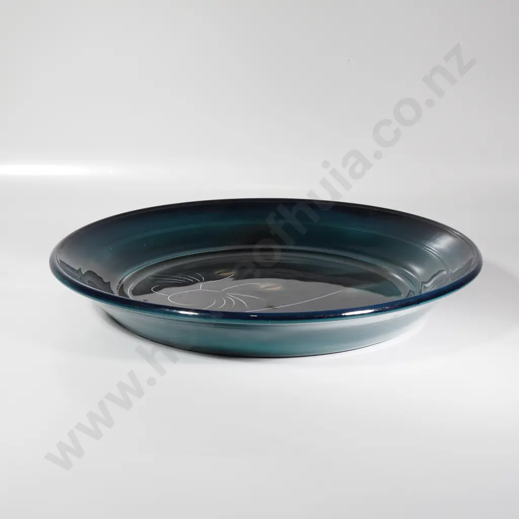 Large Pottery Platter Handcrafted by Winslow Pottery , Ashburton  by 'Sam' depicting a Black Cat Image 1++