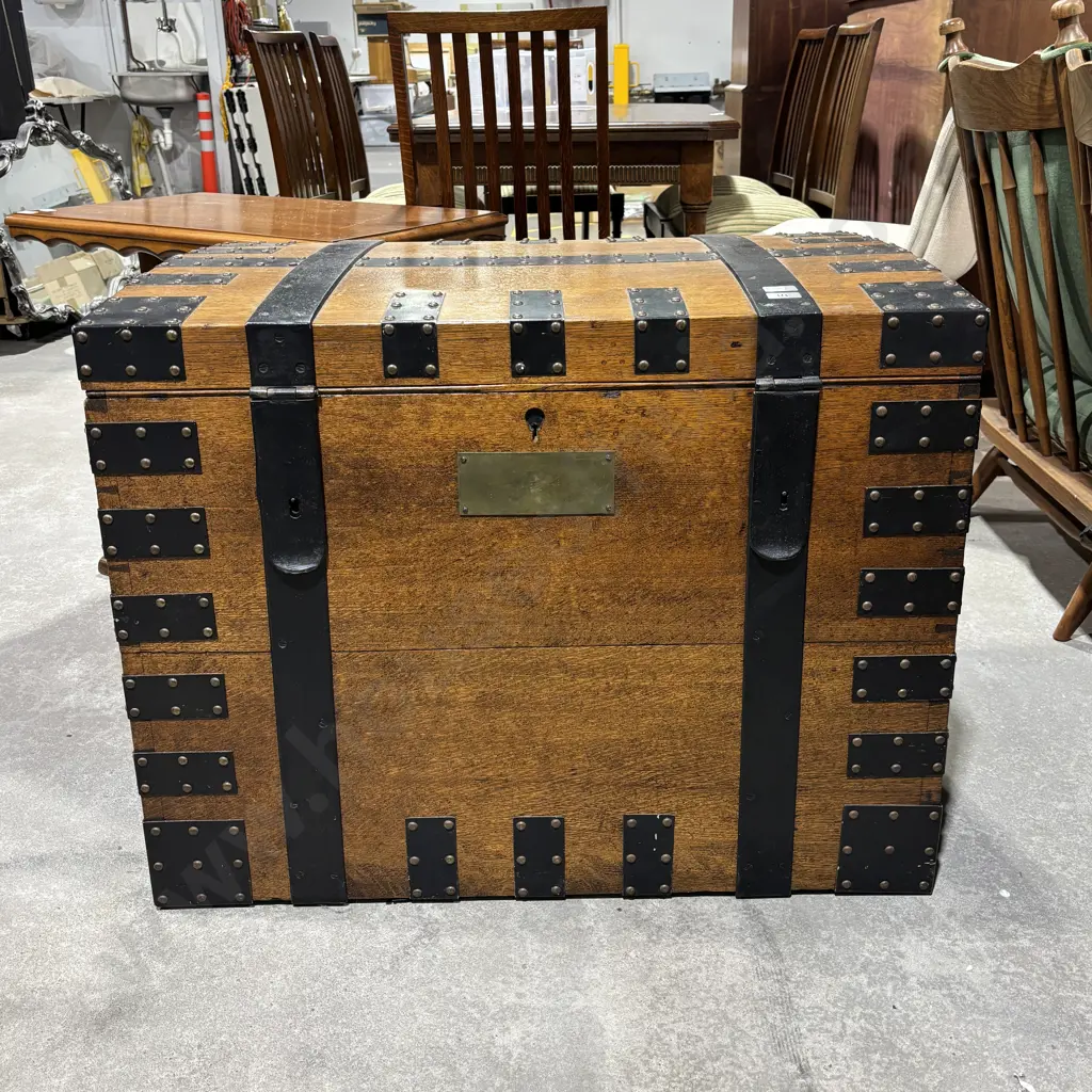 Victorian Oak & Iron Bound Silver Chest/Trunk Image 1++