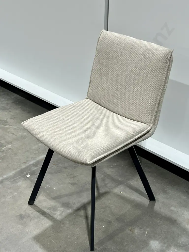 Upholstered Cream Occasional Chair w Angled Black Metal Legs Image 1++