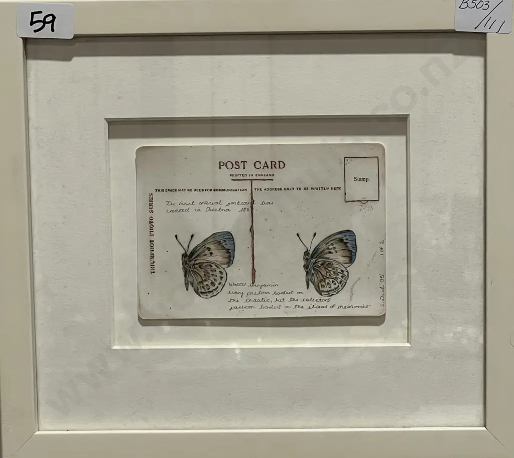 S. Ward - Butterfly Decorated Post Card w Prose, Edition 1 of 2 Image 1++