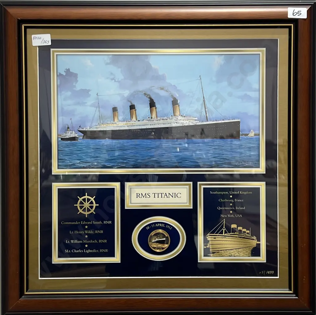 Framed Image Of RMS Titanic &Gold Plated Coin Image 1++