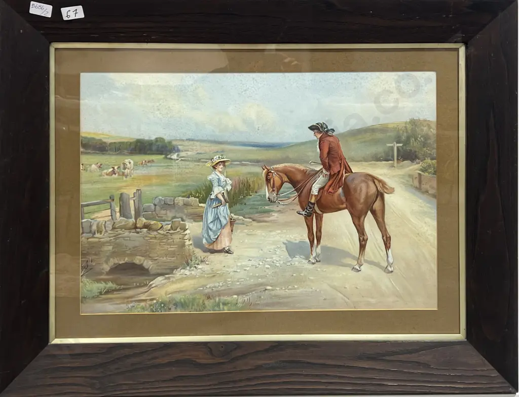 Antique Oak Framed Pears Print - Where are you going my Pretty Maid Image 1++