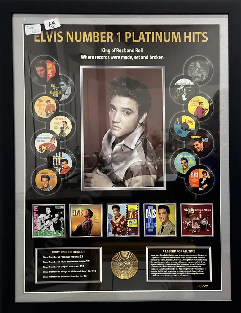 Framed Elvis Number 1 Platinum Hits Poster Image 1++