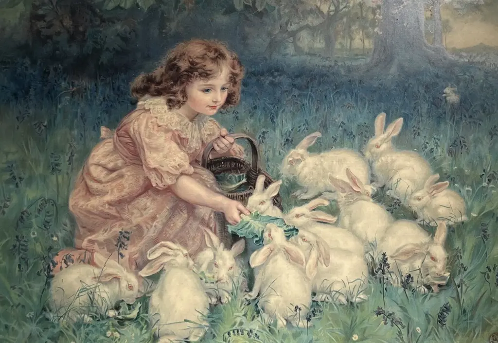 Vintage Pears Print 'Feeding the Rabbits' ( Alice in Wonderland) Image 1++