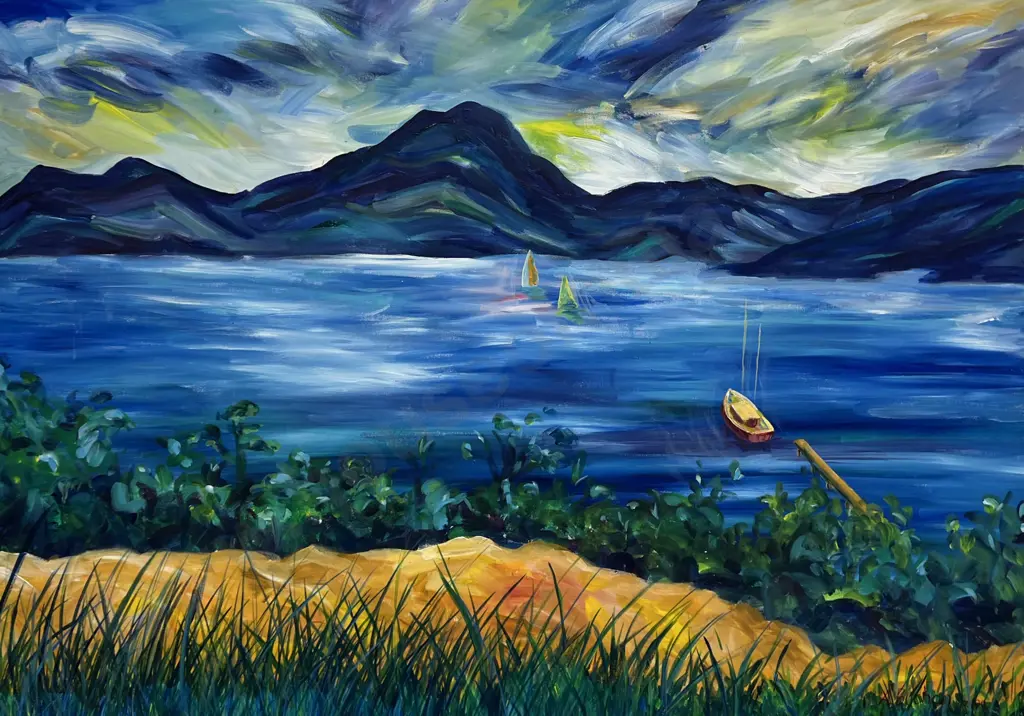 A. Buchan - Boating Scene, Acrylic on Canvas Image 1++