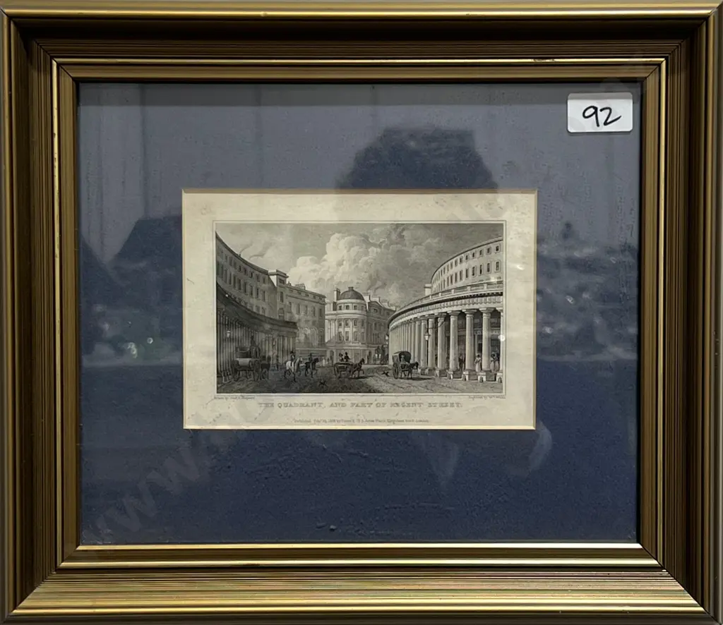 T D Shepherd - The Quadrant & Part of Regent Street, Antique Engraved Print Image 1++