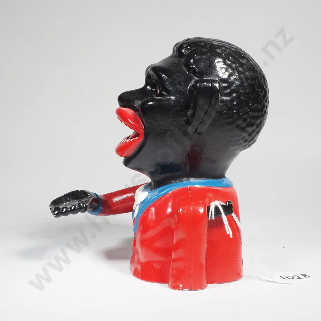 Vintage Mechanical Money Bank w Hand that Lifts Coins to Mouth Image 1++