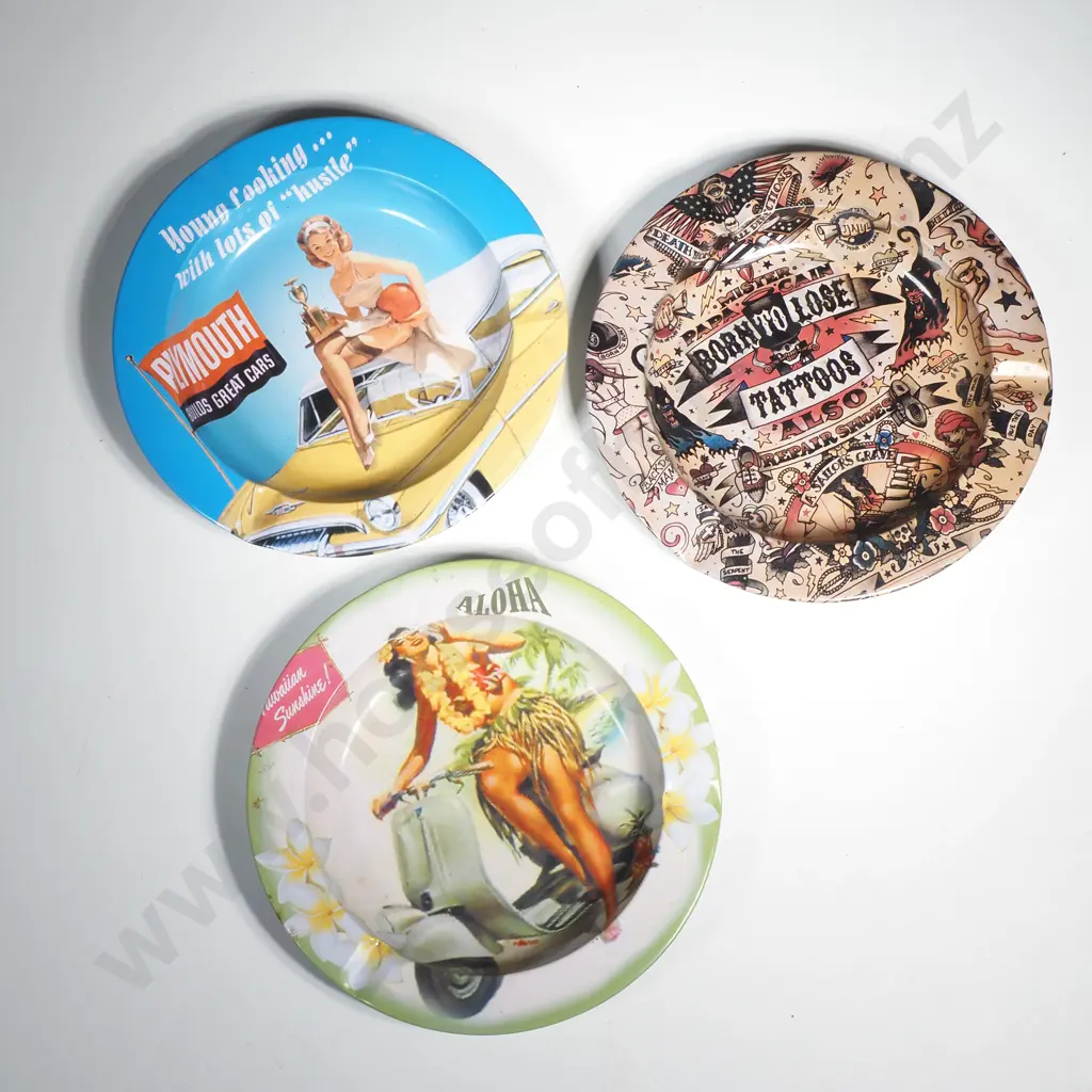 Three Vintage Style Tin Ashtrays Image 1++