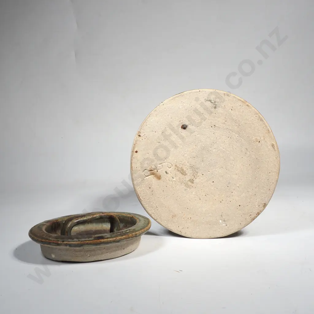 NZ Studio Pottery Lidded Jar in Form of a Milk Can Image 1++