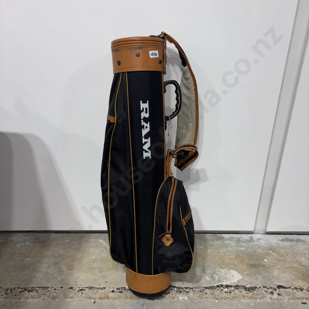 RAM  Golf Bag in Black Canvas w a Tan Trim Image 1++