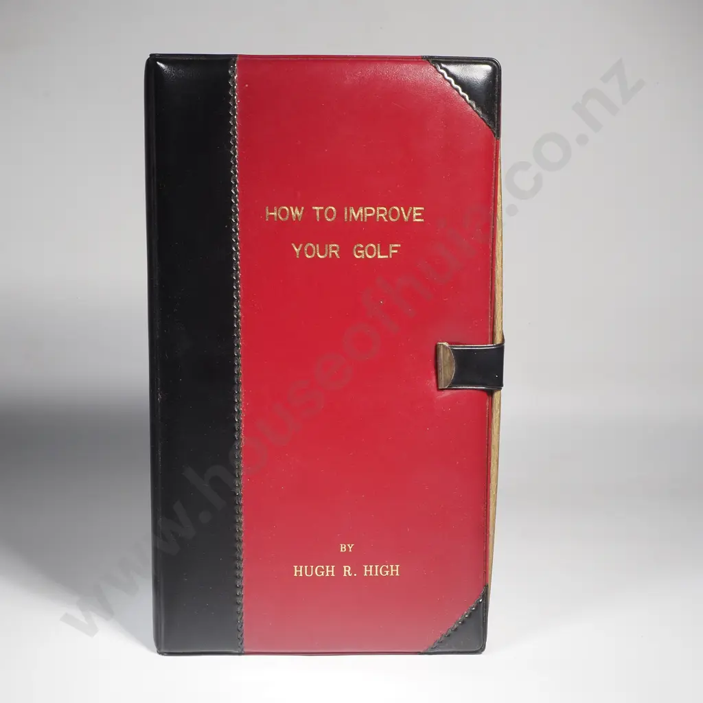 Boxed Vintage Novelty Whisky Flask & Cups in the Form of a Book Titled 'How to Improve Your Golf'  by Hugh H High Image 1++