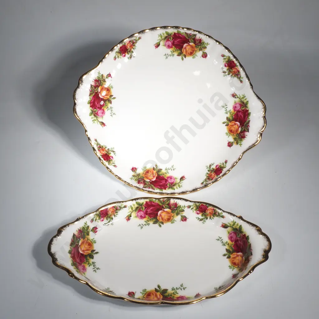 Royal Albert 'Old Country Roses' Large Cake Plates & an Oval 'Regal' Tray Image 1++