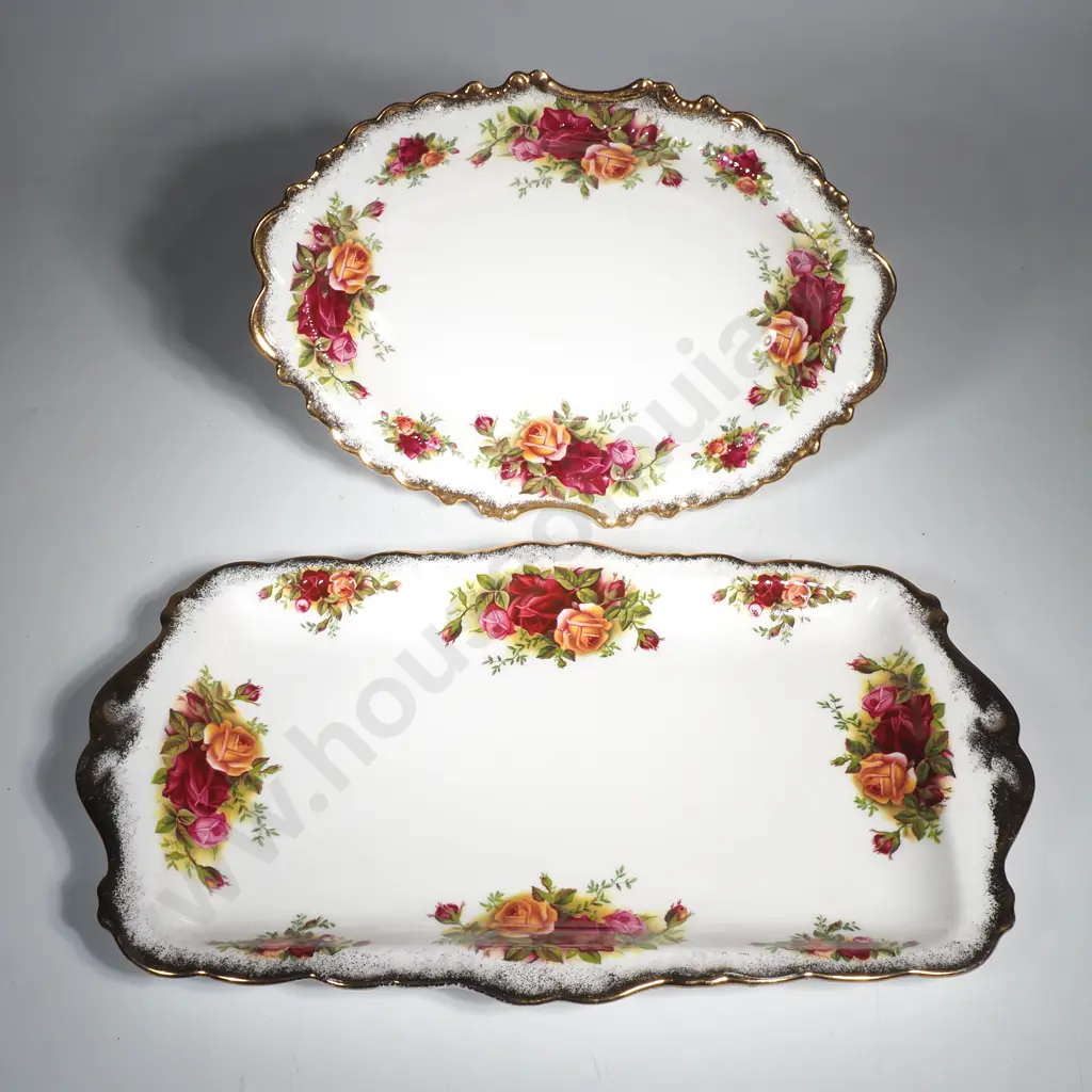 Royal Albert 'Old Country Roses' Large Sandwich Tray  & a Ruffled Oval Serving Tray Image 1++
