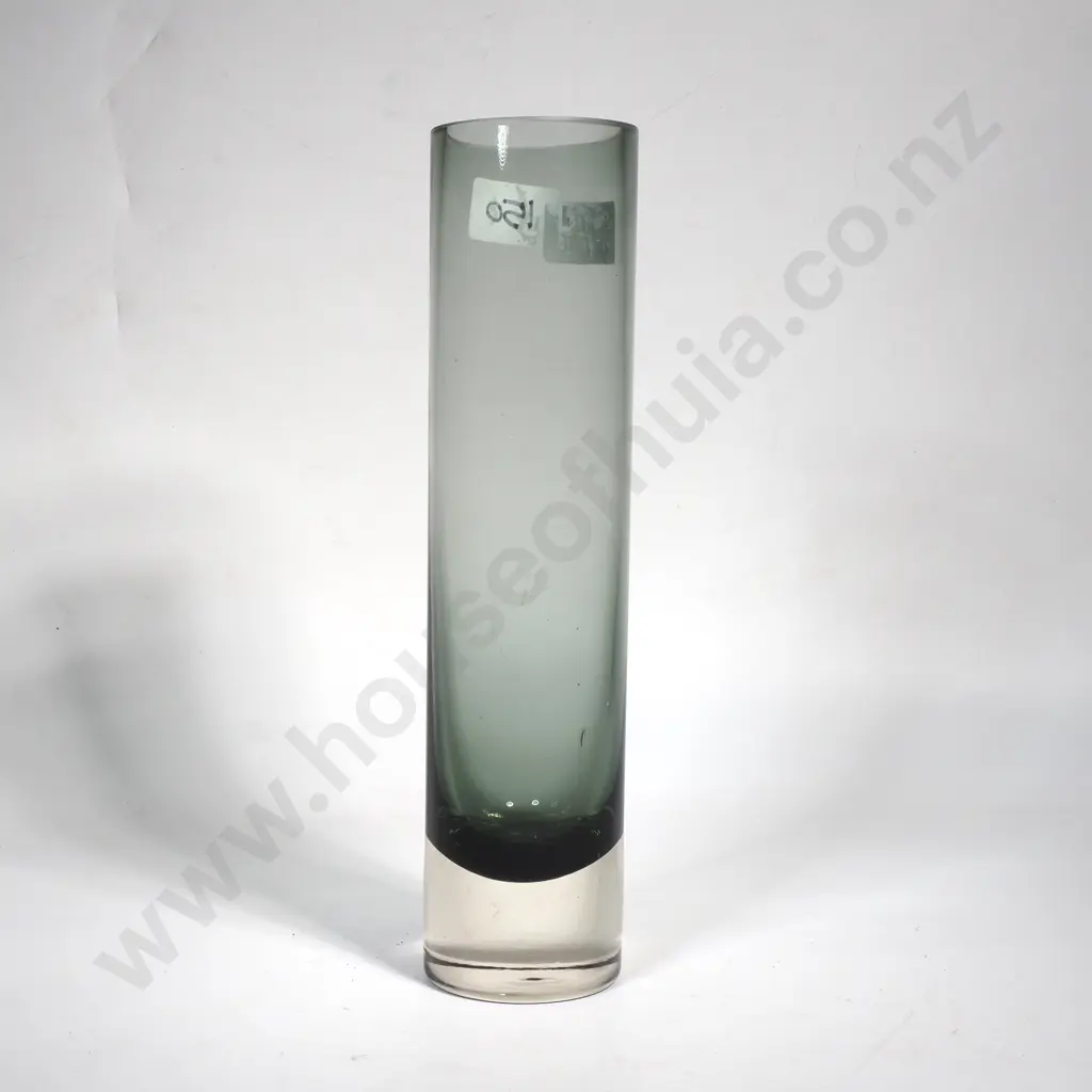Cylindrical Smokey Green Glass Vase Image 1++