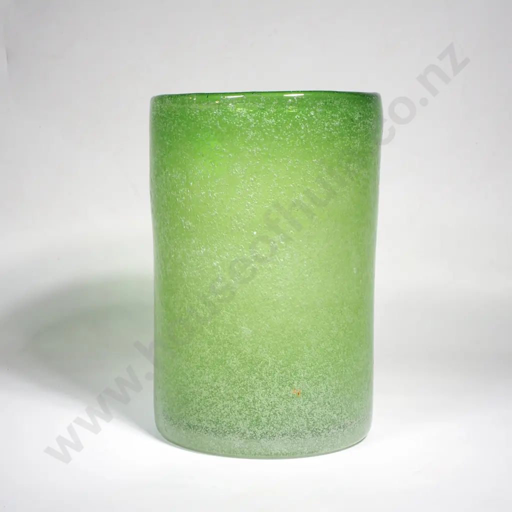 Cylindrical Green Bubble Glass Vase Image 1++