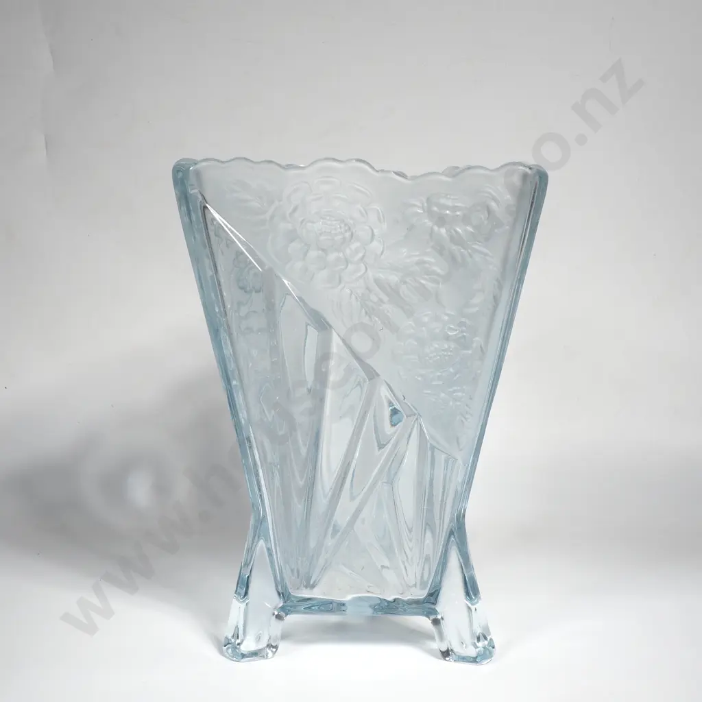 Vintage Art Deco Half Frosted Sowerby Glass Vase Image 1++