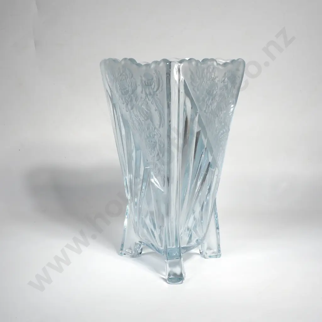Vintage Art Deco Half Frosted Sowerby Glass Vase Image 1++