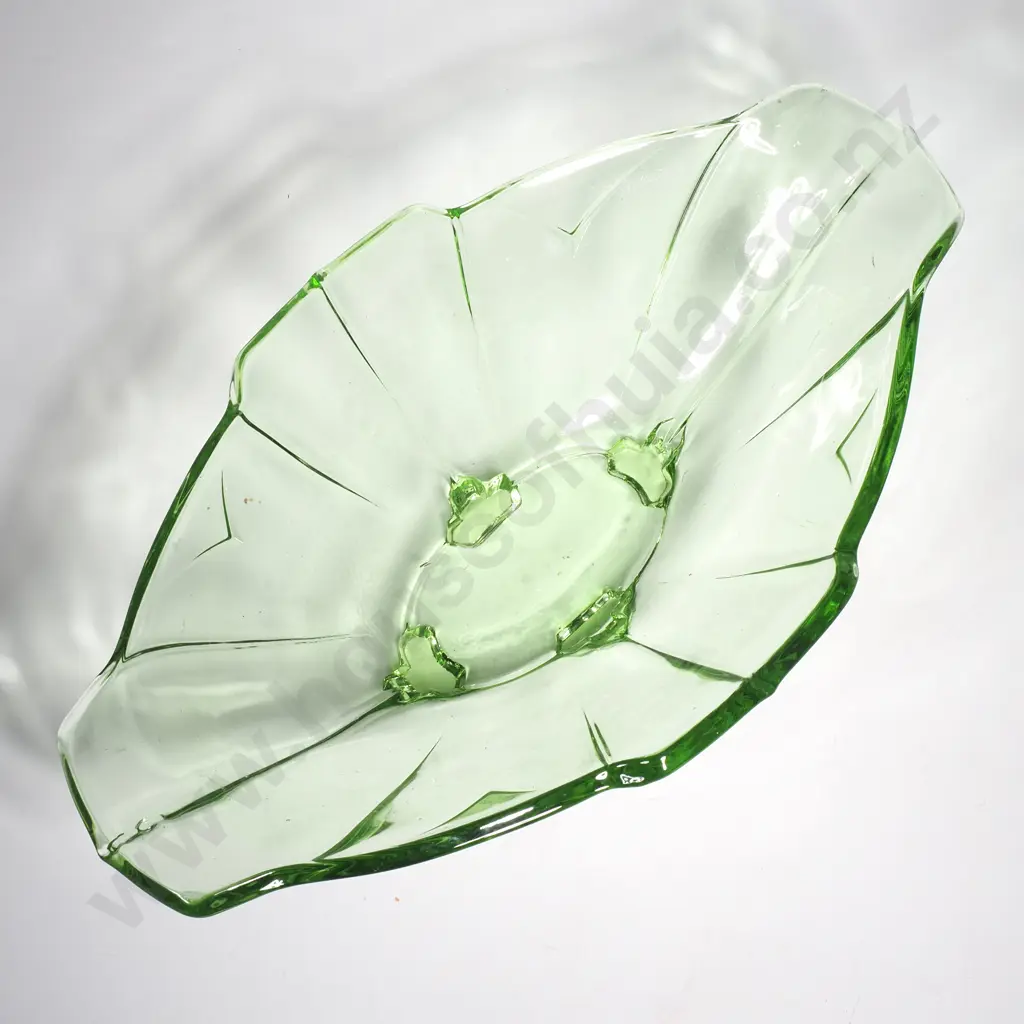 Art Deco Sowerby Green Glass Bowl - Circa 1930s Image 1++