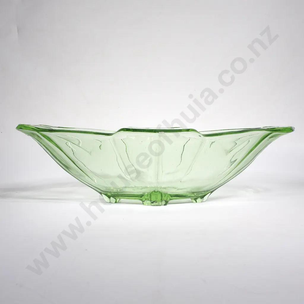 Art Deco Sowerby Green Glass Bowl - Circa 1930s Image 1++